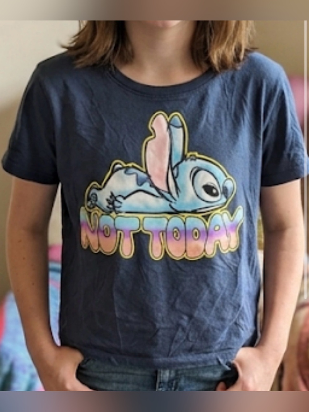 Disney Navy Blue 'Not Today' Stitch Graphic Tee